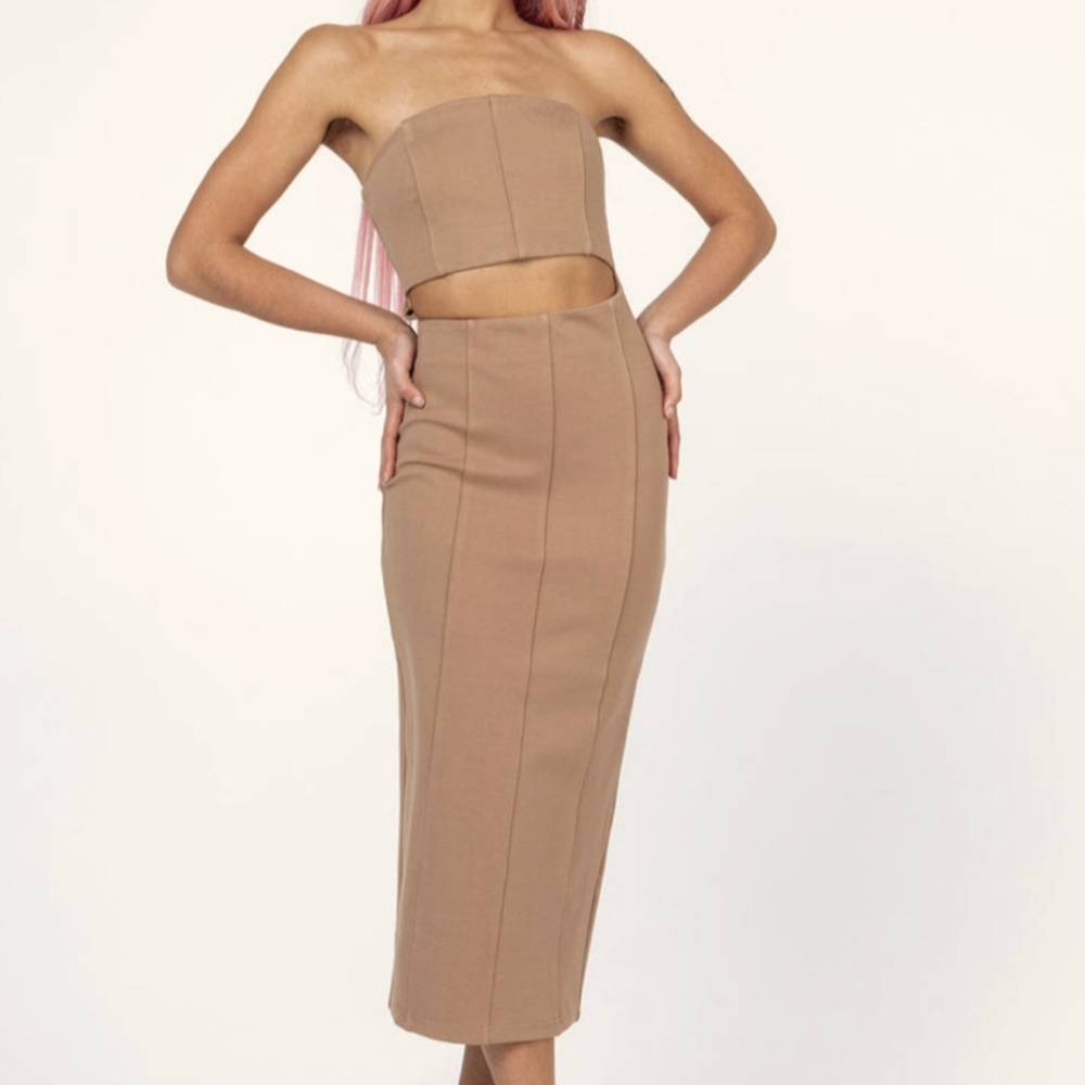 MIDI DRESS-BEIGE- NEW